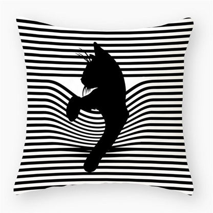 Black & White Cat Sofa Decorative Cushion Cover Pillow Pillowcase (Polyester) Home Decor