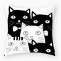 Black & White Cat Sofa Decorative Cushion Cover Pillow Pillowcase (Polyester) Home Decor