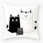 Black & White Cat Sofa Decorative Cushion Cover Pillow Pillowcase (Polyester) Home Decor