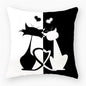 Black & White Cat Sofa Decorative Cushion Cover Pillow Pillowcase (Polyester) Home Decor