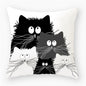 Black & White Cat Sofa Decorative Cushion Cover Pillow Pillowcase (Polyester) Home Decor