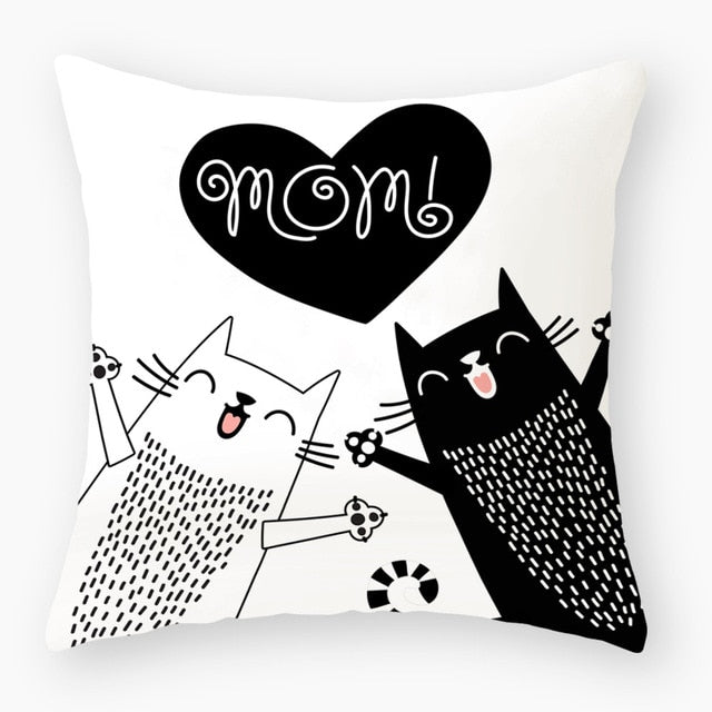 Funny Cute Black Cat Lover Pillowcase Cushion Cover 45*45 Polyester Pillow
