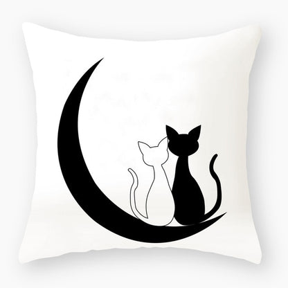 Funny Cute Black Cat Lover Pillowcase Cushion Cover 45*45 Polyester Pillow