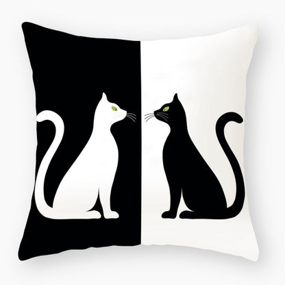 Funny Cute Black Cat Lover Pillowcase Cushion Cover 45*45 Polyester Pillow