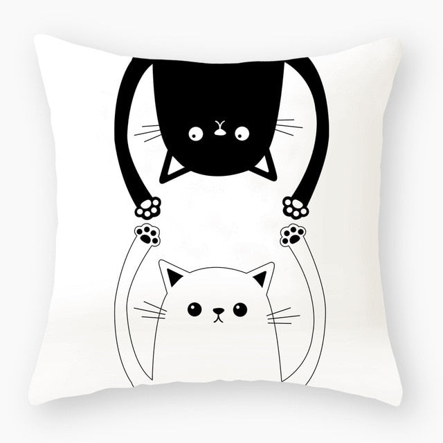 Funny Cute Black Cat Lover Pillowcase Cushion Cover 45*45 Polyester Pillow