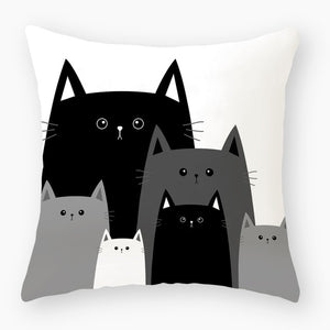 Funny Cute Black Cat Lover Pillowcase Cushion Cover 45*45 Polyester Pillow