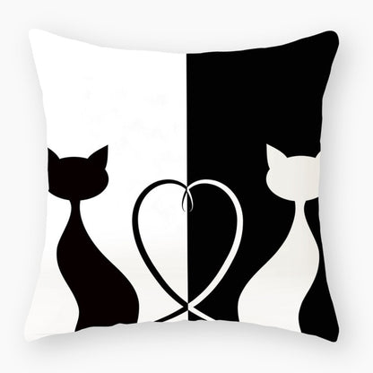 Funny Cute Black Cat Lover Pillowcase Cushion Cover 45*45 Polyester Pillow