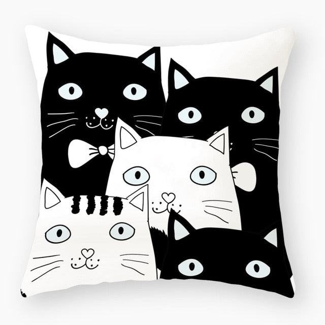 Funny Cute Black Cat Lover Pillowcase Cushion Cover 45*45 Polyester Pillow