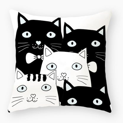 Funny Cute Black Cat Lover Pillowcase Cushion Cover 45*45 Polyester Pillow