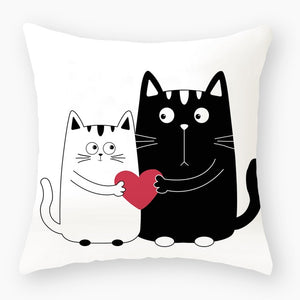 Funny Cute Black Cat Lover Pillowcase Cushion Cover 45*45 Polyester Pillow