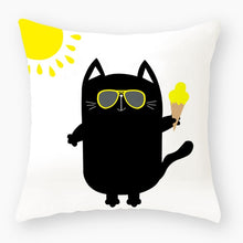 Load image into Gallery viewer, Funny Cute Black Cat Lover Pillowcase Cushion Cover 45*45 Polyester Pillow
