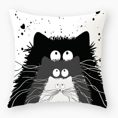 Funny Cute Black Cat Lover Pillowcase Cushion Cover 45*45 Polyester Pillow