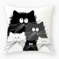 Funny Cute Black Cat Lover Pillowcase Cushion Cover 45*45 Polyester Pillow