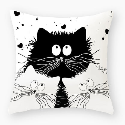 Funny Cute Black Cat Lover Pillowcase Cushion Cover 45*45 Polyester Pillow
