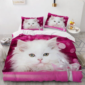 3D Bedding Sets White Duvet Quilt Cover And Comforter Bed Linen Pillowcase (King Queen 140*210 cm)