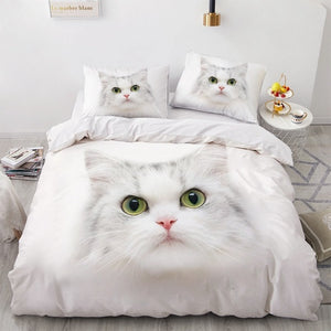 3D Bedding Sets White Duvet Quilt Cover And Comforter Bed Linen Pillowcase (King Queen 140*210 cm)