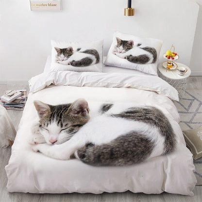 3D Bedding Sets White Duvet Quilt Cover And Comforter Bed Linen Pillowcase (King Queen 140*210 cm)