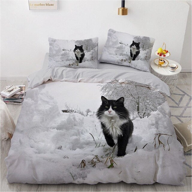 3D Bedding Sets White Duvet Quilt Cover And Comforter Bed Linen Pillowcase (King Queen 140*210 cm)