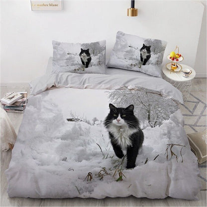 3D Bedding Sets White Duvet Quilt Cover And Comforter Bed Linen Pillowcase (King Queen 140*210 cm)