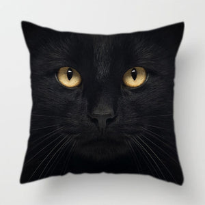 Cute Pet Cat Face Decorative Animal Cushion Cover Sofa Vintage Black and White Home Couch Pillows Case Living Room Decoration