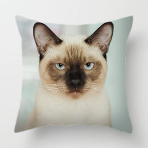 Cute Pet Cat Face Decorative Animal Cushion Cover Sofa Vintage Black and White Home Couch Pillows Case Living Room Decoration