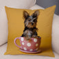 Cute Animal Cushion Cover MINI Yorkshire Dog Soft Plush Pillowcase Decor