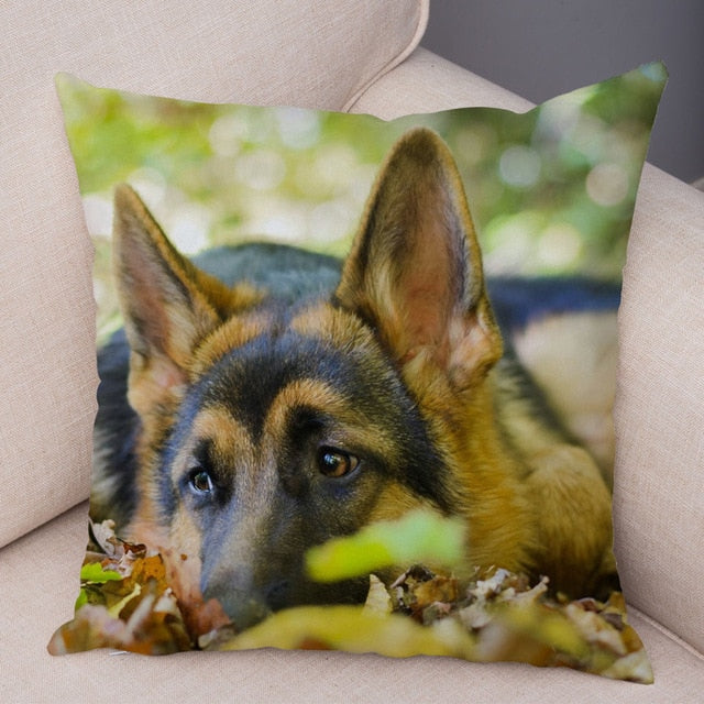German Shepherd Dog Pillow Case Covers Decor Pet Animal Cushion Cover for Sofa Home Super Soft Short Plush Pillowcase 45*45cm