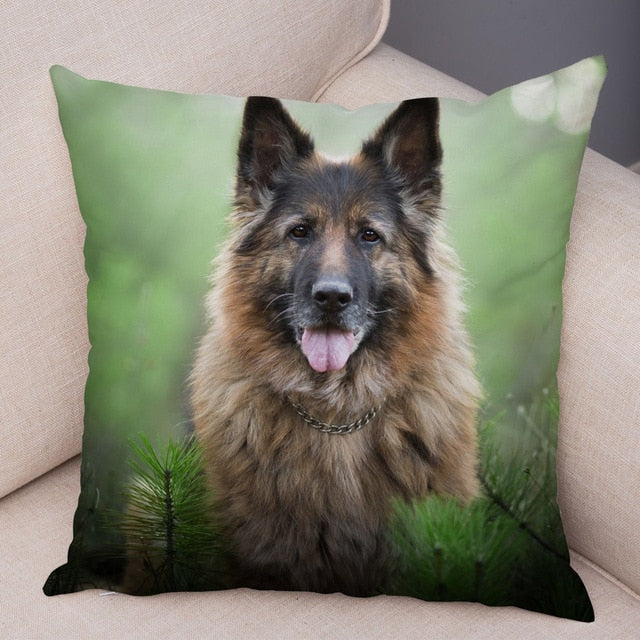 German Shepherd Dog Pillow Case Covers Decor Pet Animal Cushion Cover for Sofa Home Super Soft Short Plush Pillowcase 45*45cm