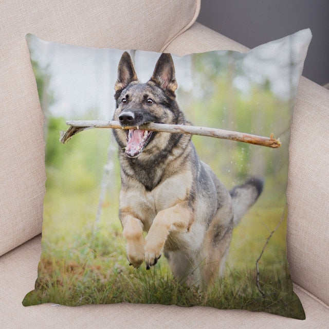 German Shepherd Dog Pillow Case Covers Decor Pet Animal Cushion Cover for Sofa Home Super Soft Short Plush Pillowcase 45*45cm