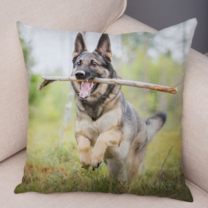 German Shepherd Dog Pillow Case Covers Decor Pet Animal Cushion Cover for Sofa Home Super Soft Short Plush Pillowcase 45*45cm