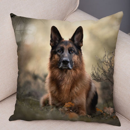 German Shepherd Dog Pillow Case Covers Decor Pet Animal Cushion Cover for Sofa Home Super Soft Short Plush Pillowcase 45*45cm