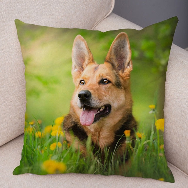 German Shepherd Dog Pillow Case Covers Decor Pet Animal Cushion Cover for Sofa Home Super Soft Short Plush Pillowcase 45*45cm