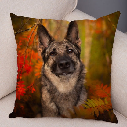 German Shepherd Dog Pillow Case Covers Decor Pet Animal Cushion Cover for Sofa Home Super Soft Short Plush Pillowcase 45*45cm