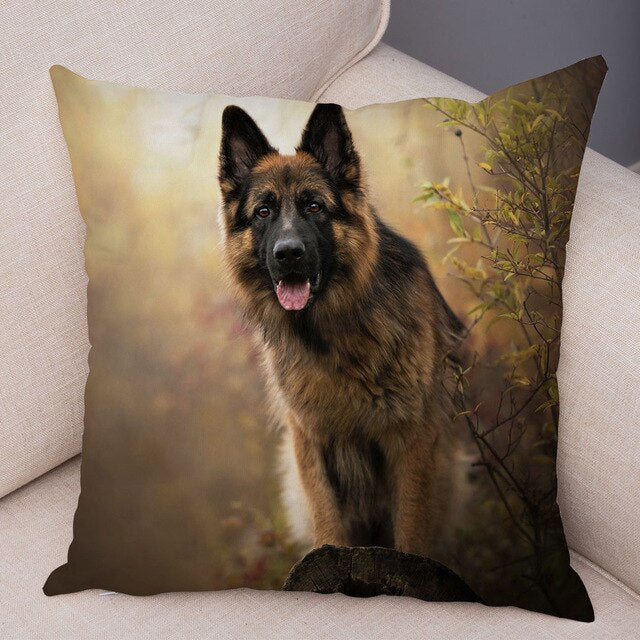 German Shepherd Dog Pillow Case Covers Decor Pet Animal Cushion Cover for Sofa Home Super Soft Short Plush Pillowcase 45*45cm