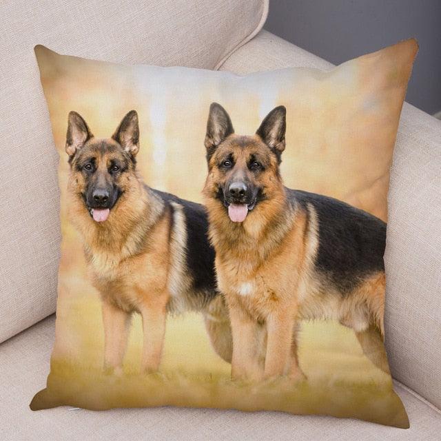 German Shepherd Dog Pillow Case Covers Decor Pet Animal Cushion Cover for Sofa Home Super Soft Short Plush Pillowcase 45*45cm