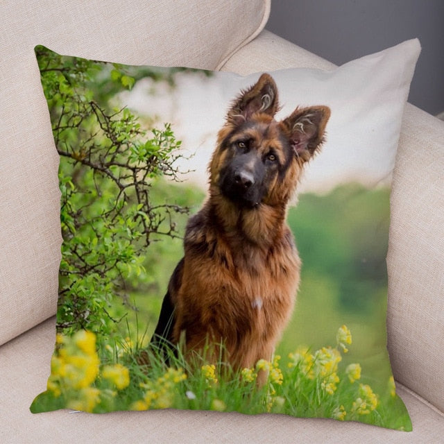 German Shepherd Dog Pillow Case Covers Decor Pet Animal Cushion Cover for Sofa Home Super Soft Short Plush Pillowcase 45*45cm