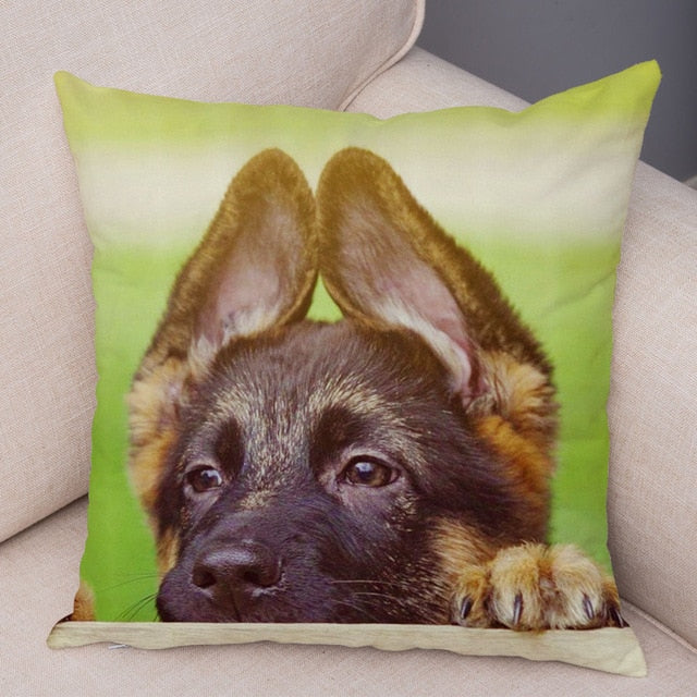 German Shepherd Dog Pillow Case Covers Decor Pet Animal Cushion Cover for Sofa Home Super Soft Short Plush Pillowcase 45*45cm