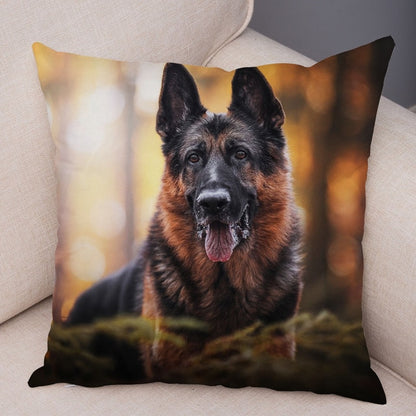 German Shepherd Dog Pillow Case Covers Decor Pet Animal Cushion Cover for Sofa Home Super Soft Short Plush Pillowcase 45*45cm