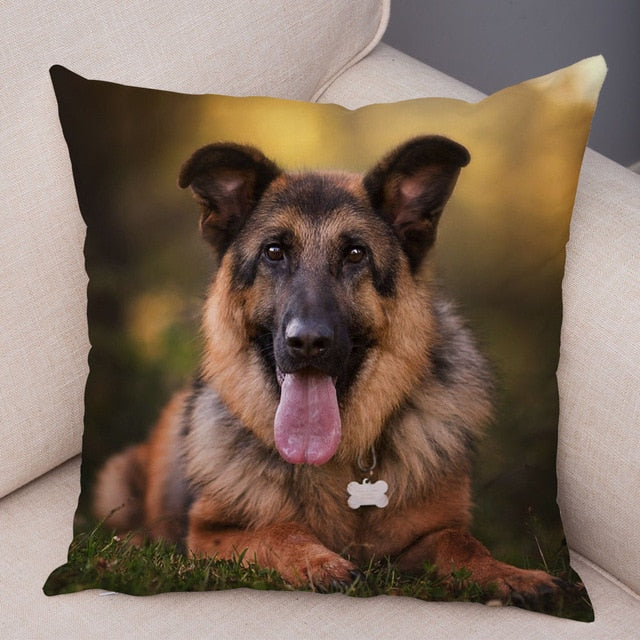 German Shepherd Dog Pillow Case Covers Decor Pet Animal Cushion Cover for Sofa Home Super Soft Short Plush Pillowcase 45*45cm
