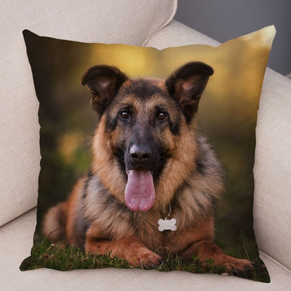 German Shepherd Dog Pillow Case Covers Decor Pet Animal Cushion Cover for Sofa Home Super Soft Short Plush Pillowcase 45*45cm