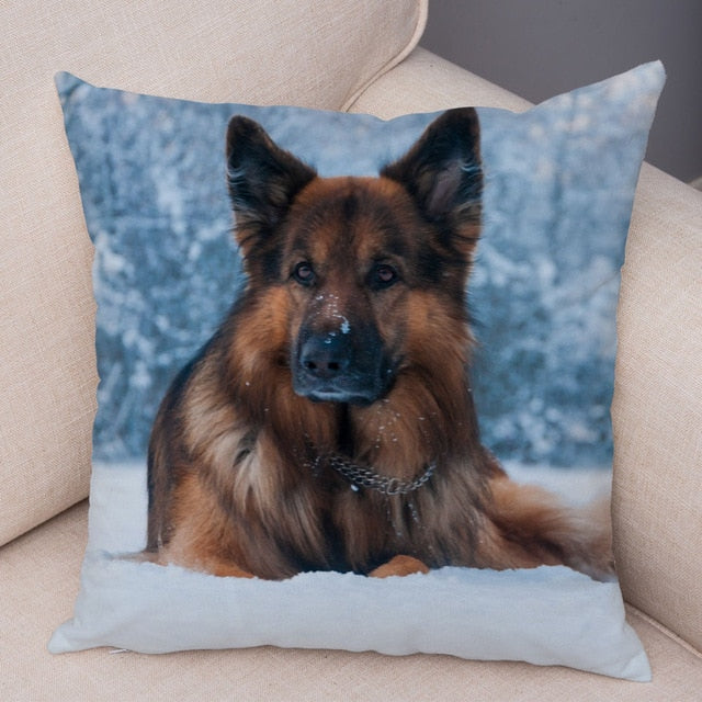 German Shepherd Dog Pillow Case Covers Decor Pet Animal Cushion Cover for Sofa Home Super Soft Short Plush Pillowcase 45*45cm