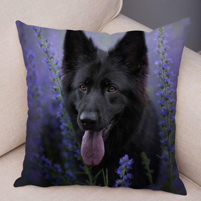 German Shepherd Dog Pillow Case Covers Decor Pet Animal Cushion Cover for Sofa Home Super Soft Short Plush Pillowcase 45*45cm
