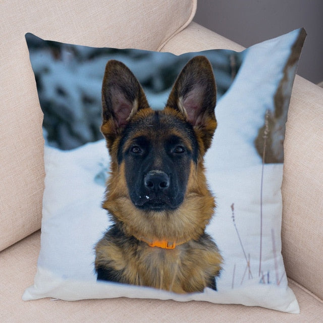 German Shepherd Dog Pillow Case Covers Decor Pet Animal Cushion Cover for Sofa Home Super Soft Short Plush Pillowcase 45*45cm