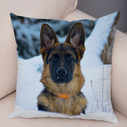 German Shepherd Dog Pillow Case Covers Decor Pet Animal Cushion Cover for Sofa Home Super Soft Short Plush Pillowcase 45*45cm