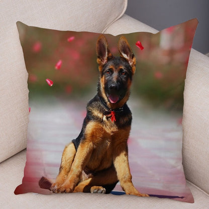 German Shepherd Dog Pillow Case Covers Decor Pet Animal Cushion Cover for Sofa Home Super Soft Short Plush Pillowcase 45*45cm