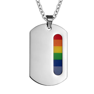 BONISKISS Pride Rainbow Dog Tags Stainless Steel Colorful Enamel Pendants