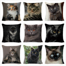 Load image into Gallery viewer, Black Cat Cushion Cover Cotton Linen Square Pillowcase Decorative Pillow
