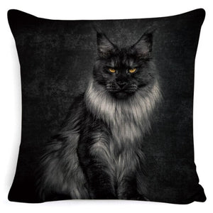 Black Cat Cushion Cover Cotton Linen Square Pillowcase Decorative Pillow