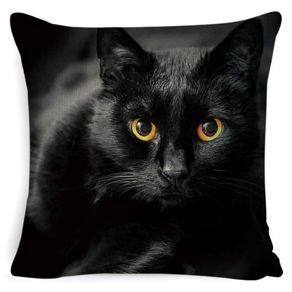 Black Cat Cushion Cover Cotton Linen Square Pillowcase Decorative Pillow