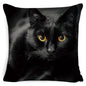 Black Cat Cushion Cover Cotton Linen Square Pillowcase Decorative Pillow